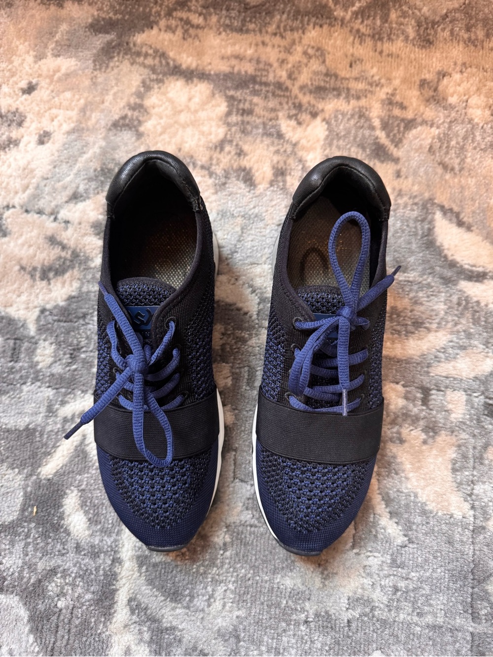 Ash Women's Knit Lace-Up Sneakers in Navy and Black